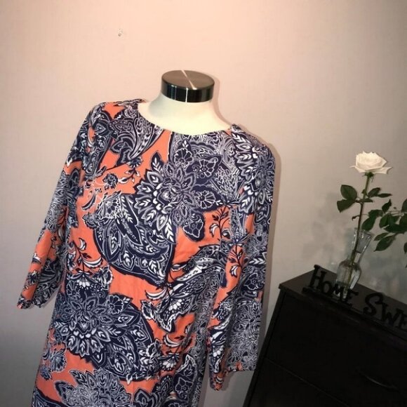 The Limited Orange Navy Paisley Print Dress size S New with Tags - Picture 1 of 9